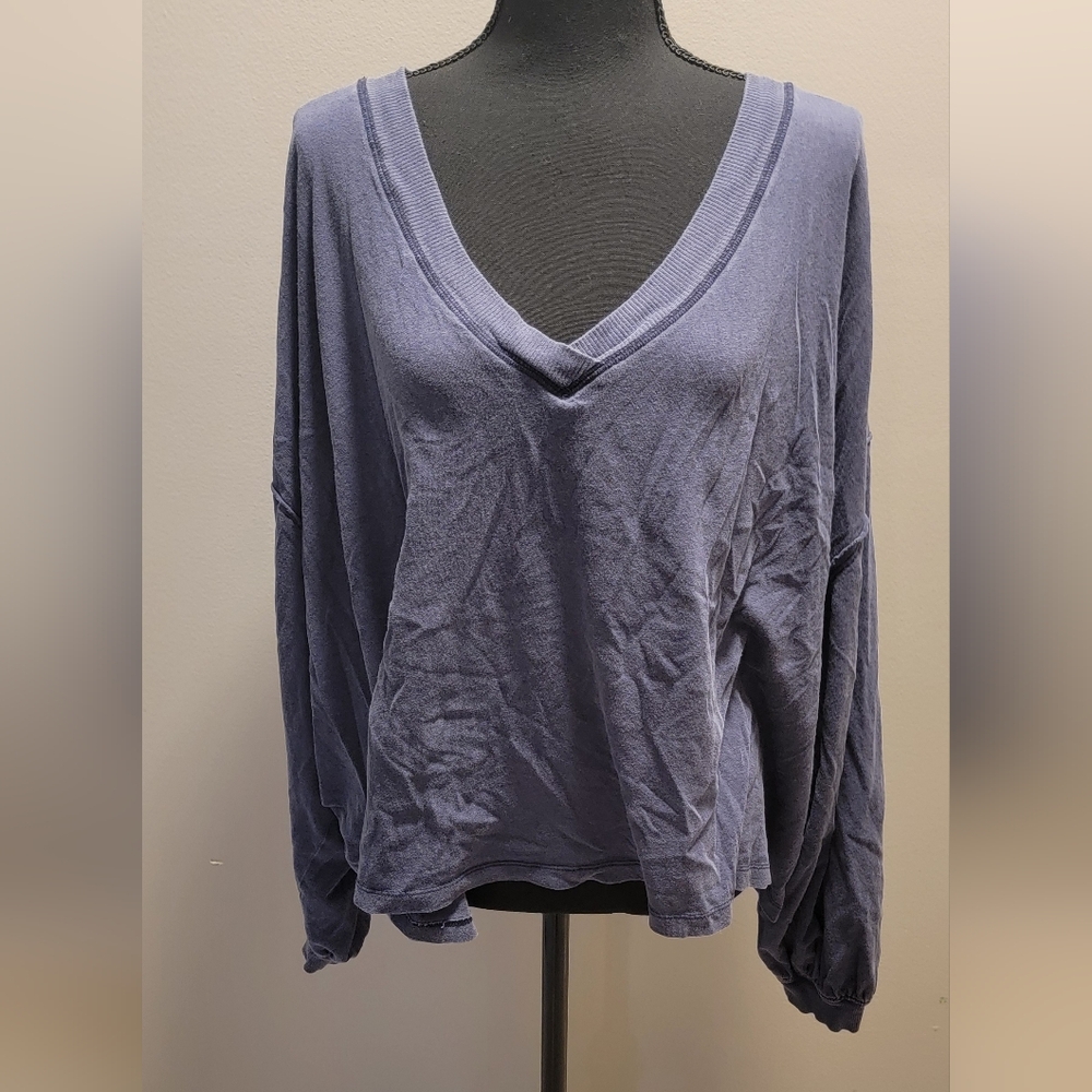 We The Free V-Neck Blouse - Deep Blue
